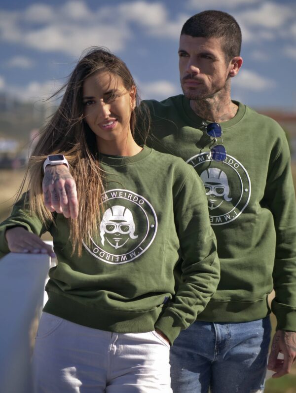 Sudadera verde unisex just weirdo pareja San Valentin